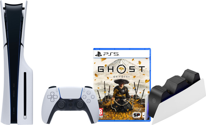 PlayStation 5 Slim Disc Edition + Ghost of Yotei + Oplaadstation Main Image