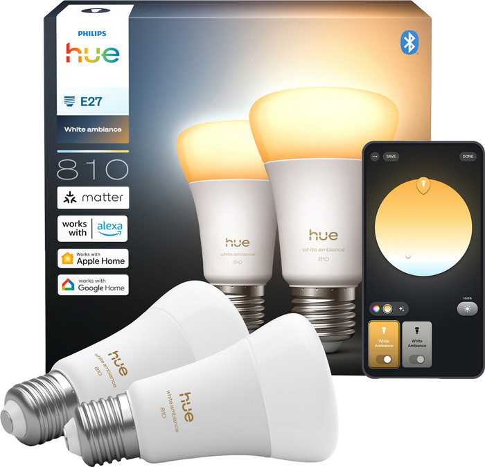 Philips Hue A60 White Ambiance 810lm E27 2-pack Main Image