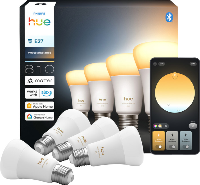 Philips Hue A60 White Ambiance E27 810 lumens 4-pack Main Image