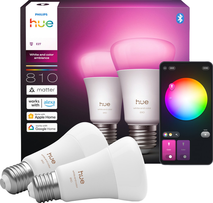 Philips Hue A60 White and Color E27 810 lm Lot de 2 Main Image