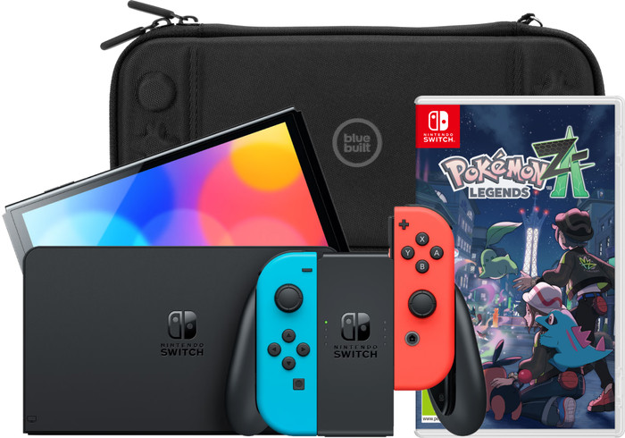 Nintendo Switch OLED Blauw/Rood + Pokémon Legends: Z-A + BlueBuilt Beschermhoes Main Image