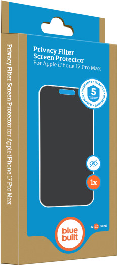 BlueBuilt Protective Back Cover avec MagSafe iPhone 17 Pro Max Transparent + BlueBuilt iPhone 17 Pro Max Protège-écran de Confidentialité Verre emballage