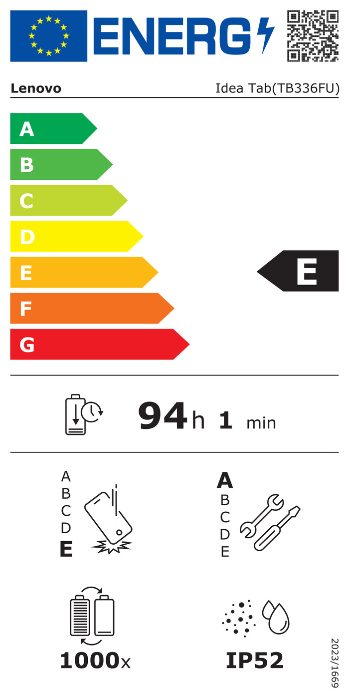 Lenovo Idea Tab 11 inch 256GB Wifi Grijs met Stylus energielabel