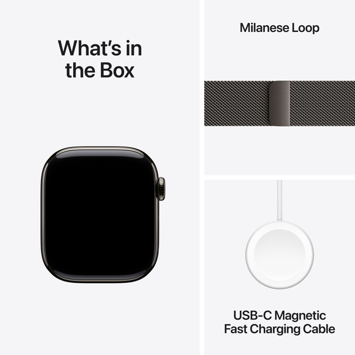 Apple Watch Series 11 Cellular 42 mm Or Titane Ardoise Bracelet Milanais visuel fournisseur