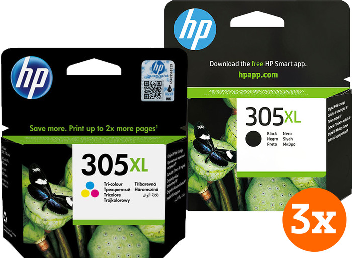 HP 305XL Ink Cartridge 4-Color Bundle (3 units) Main Image