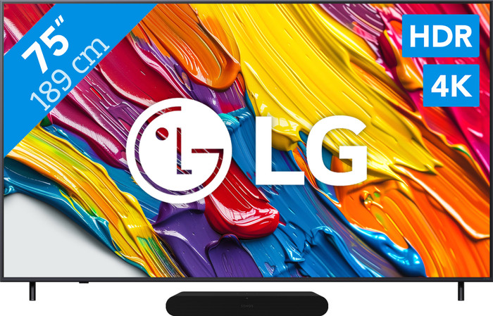 LG 75 inches QNED82 4K (2025) + Sonos Ray Black Main Image