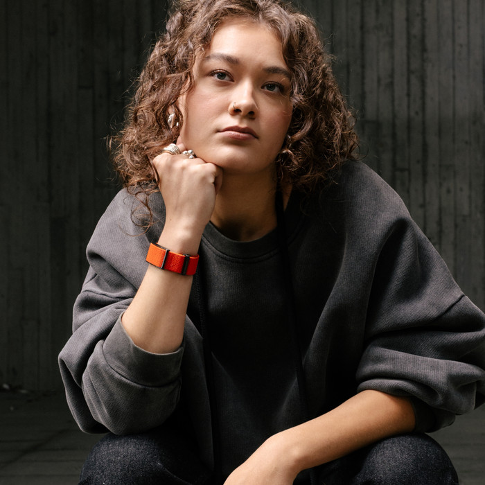 Polar Loop Bandje Oranje S/M/L product in gebruik