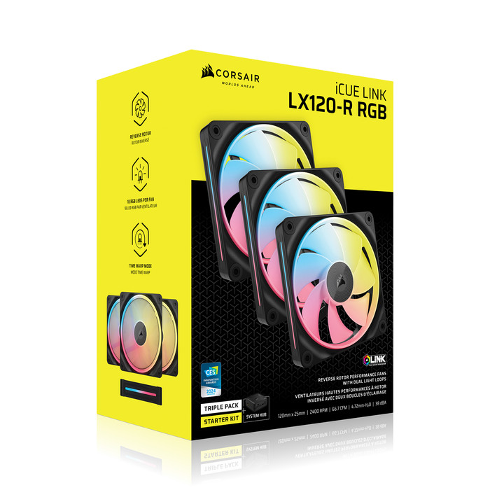 CORSAIR iCUE LINK LX120R RGB Reverse - Triple Fan Kit packaging