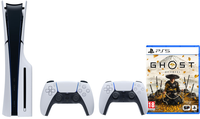 PlayStation 5 Slim Disc Edition + Ghost of Yotei + Manette Supplémentaire Blanc Main Image