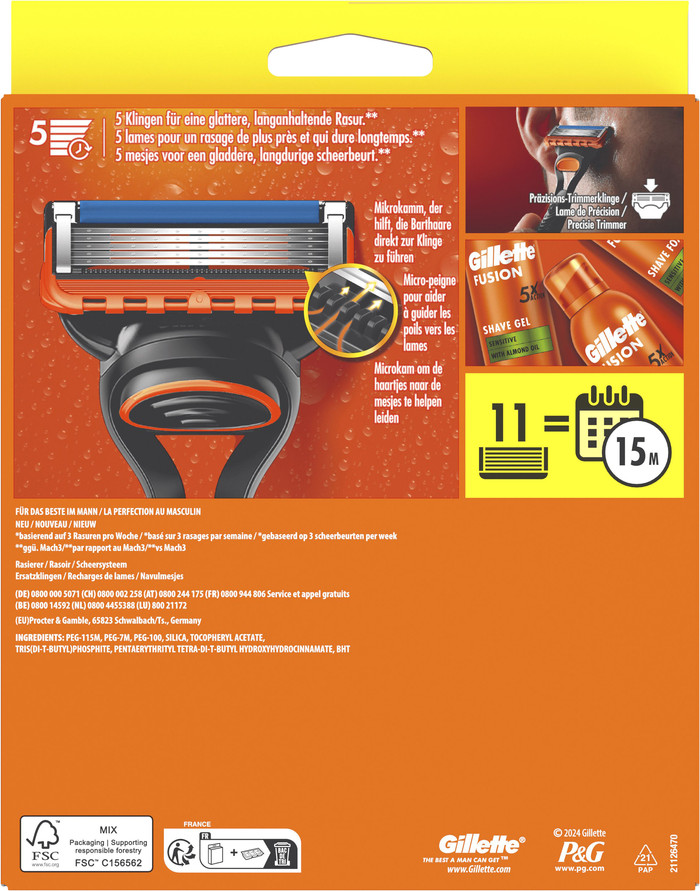 Gillette Fusion5 + 11 Replacement Blades packaging