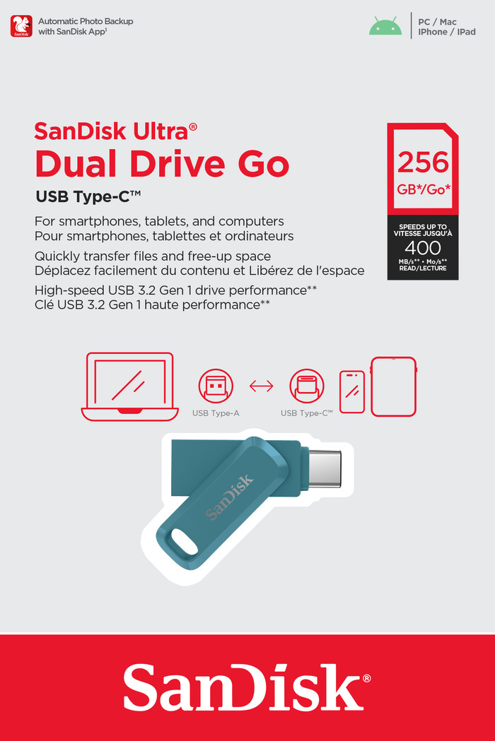 SanDisk Ultra Dual Drive Usb C 256GB Navagio Bay verpakking