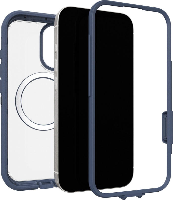 OtterBox Defender Pro XT iPhone 17 Back Cover with MagSafe Magnet Transparent Blue Edge combined product