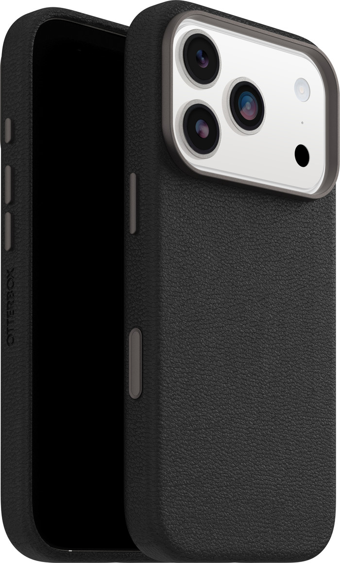 OtterBox Symmetry iPhone 17 Pro Back Cover with MagSafe Magnet Leather Black combined product