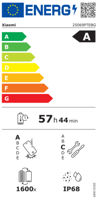 Xiaomi 15T 256 Black 5G + Redmi Pad 2 11 inches 256GB WiFi Gray energy label