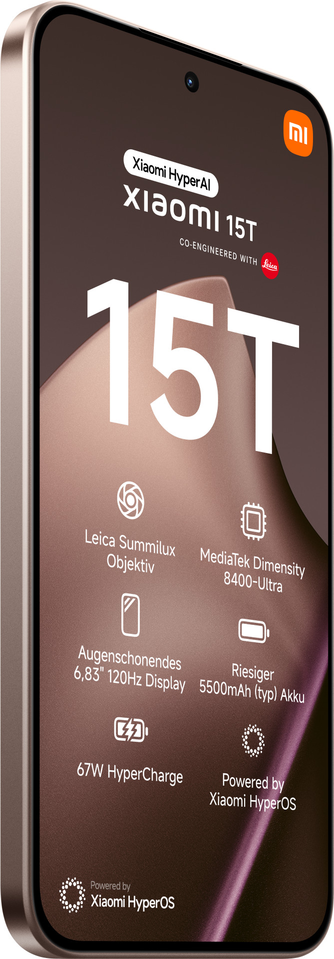 Xiaomi 15T 256 GB Rose Gold 5G voorkant