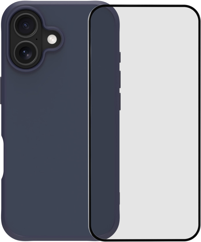 BlueBuilt Protective Back Cover avec MagSafe iPhone 17 Bleu + BlueBuilt iPhone 17 Protège-écran Verre Main Image