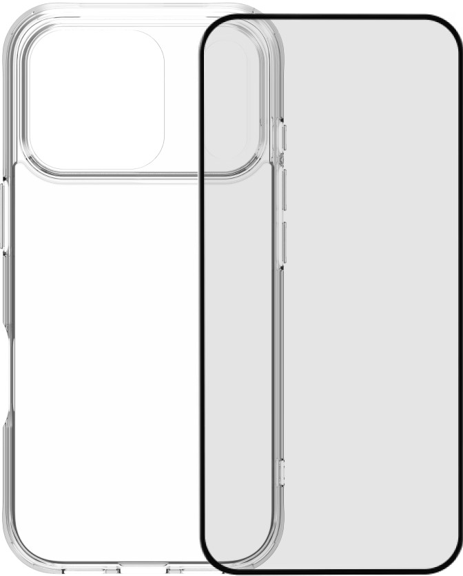 BlueBuilt Protective Back Cover iPhone 17 Pro Transparent + BlueBuilt iPhone 17 Pro Protège-écran Verre Main Image