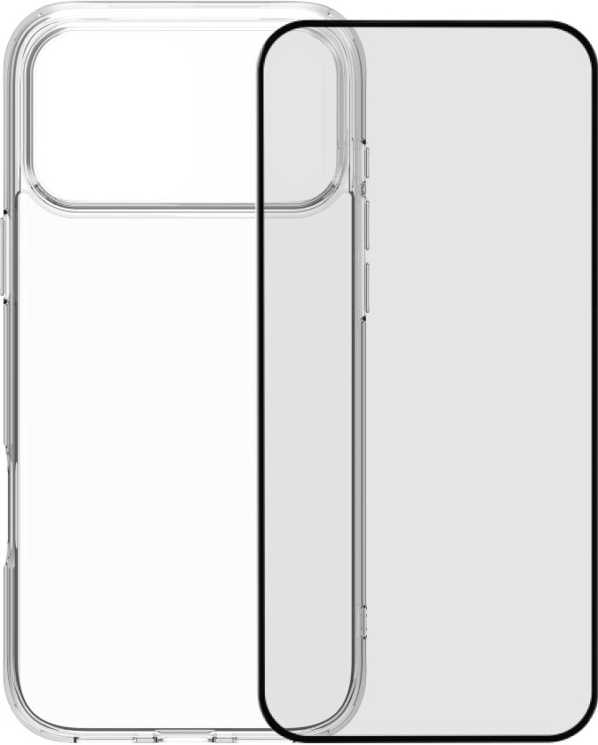 BlueBuilt Protective Back Cover iPhone 17 Pro Max Transparent + BlueBuilt iPhone 17 Pro Max Protège-écran Verre Main Image