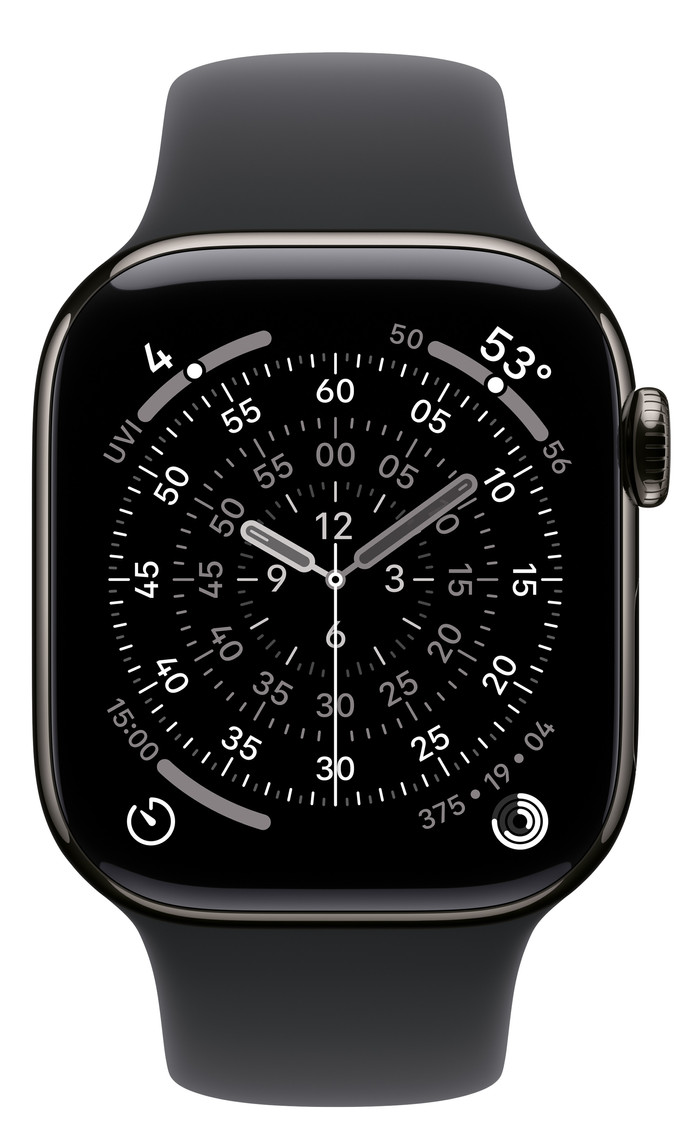 Apple Watch Series 11 Cellular 42mm Titane Ardoise Bracelet Sport M/L avant