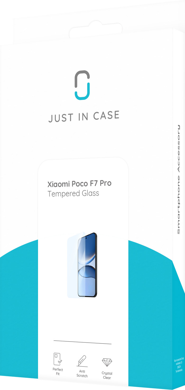 Just In Case Tempered Glass Xiaomi Poco F7 Pro Screenprotector verpakking