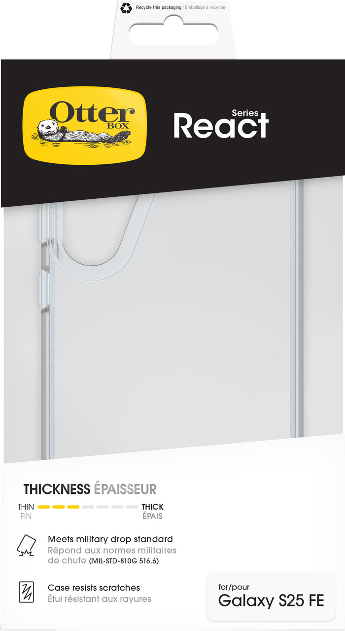Otterbox React Samsung Galaxy S25 FE Back Cover Transparent packaging