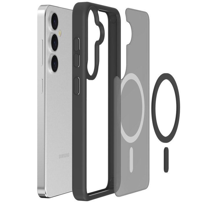 Just in Case Back Cover met Valbescherming Samsung Galaxy S24 Zwart met Magneet binnenkant