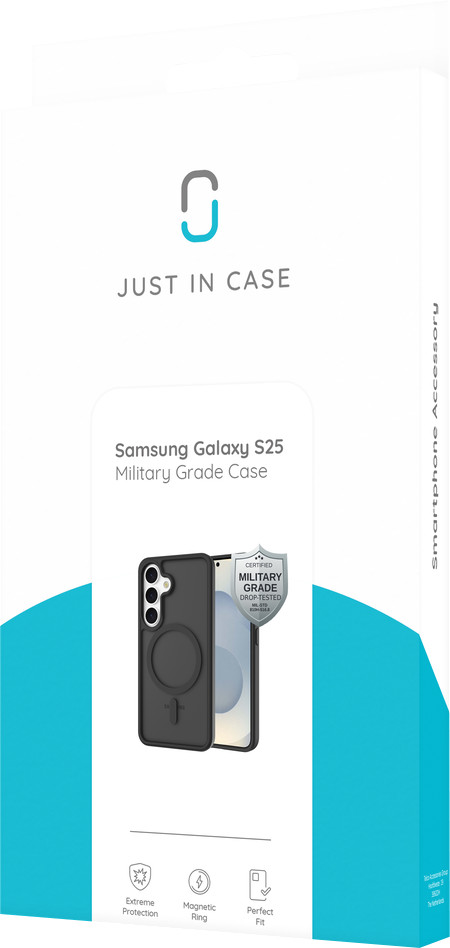 Just in Case Back Cover met Valbescherming Samsung Galaxy S24 Zwart met Magneet verpakking