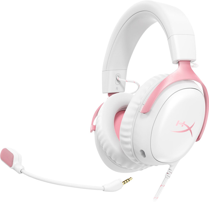 HyperX Cloud III Casque Gamer Filaire - Blanc/Rose (PC, PS5, Xbox Series X/S) détail