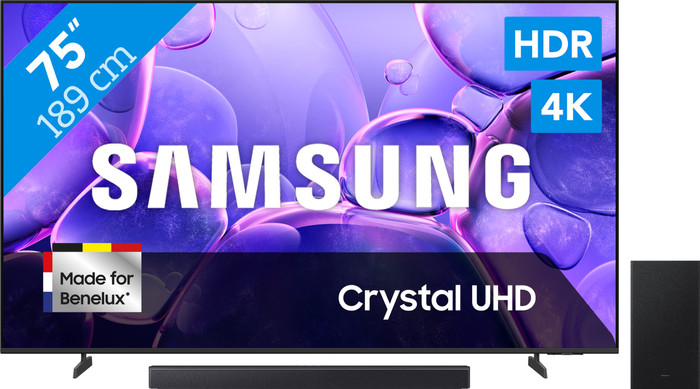 Samsung 75" Crystal UHD U8070F (2025) + Samsung HW-B450F Noir Main Image