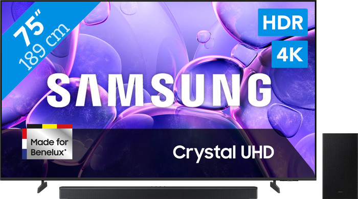 Samsung 75" Crystal UHD U8070F (2025) + Samsung HW-B750F Noir Main Image