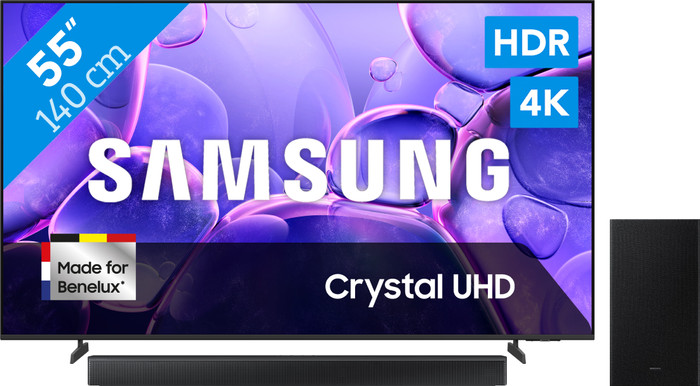 Samsung 55" Crystal UHD U8070F (2025) + Samsung HW-B66CF Zwart Main Image