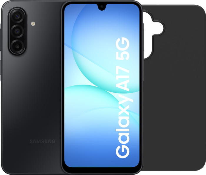 Samsung Galaxy A17 128GB Zwart 5G + BlueBuilt Back Cover Zwart Main Image