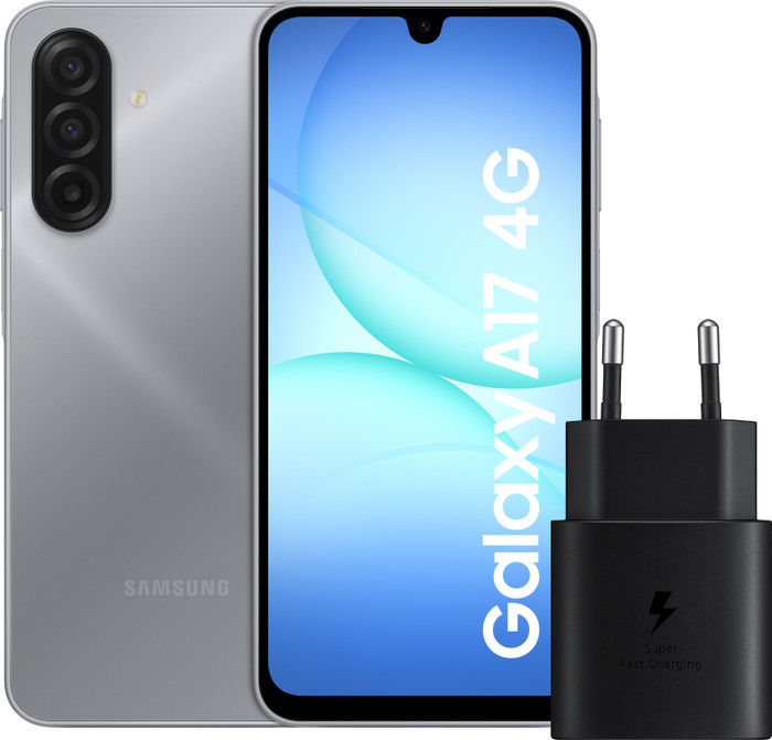 amsung Galaxy A17 128GB Blauw 4G + Samsung Oplader 25 Watt Zwart Main Image
