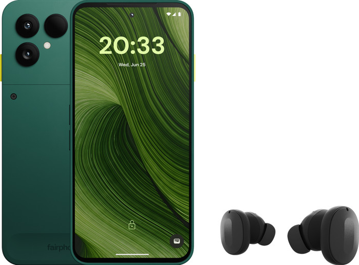 Fairphone 6 256 Go Vert 5G + Fairphone Fairbuds True Wireless Earbuds Noir Main Image