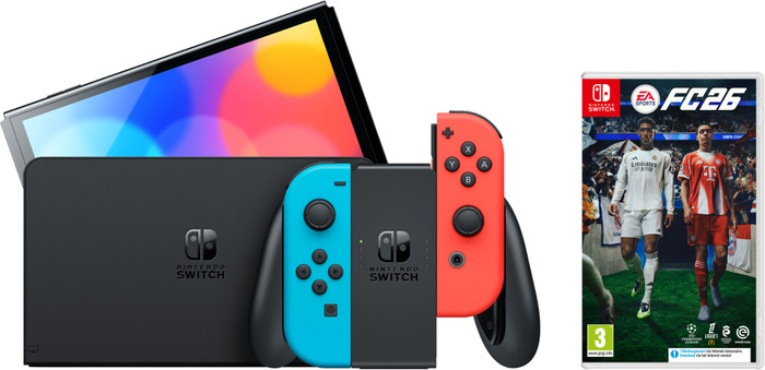 Nintendo Switch OLED Blauw/Rood + EA Sports FC 26 Main Image