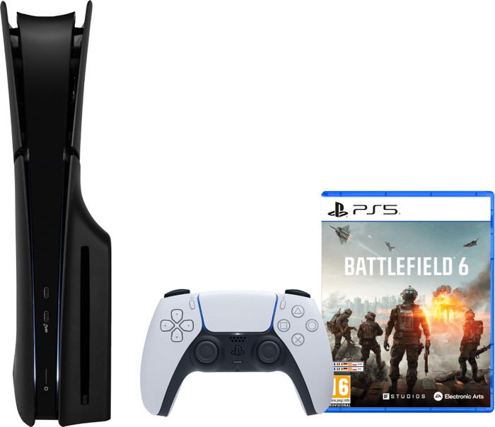 PlayStation 5 Slim Disc Edition + Battlefield 6 + Covers Zwart Main Image