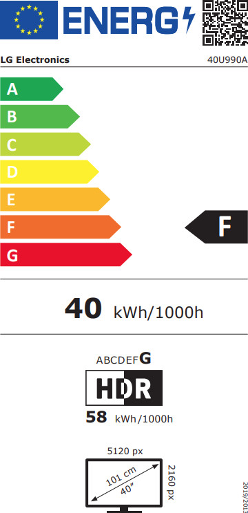 LG UltraWide 40U990A-W classe énergétique
