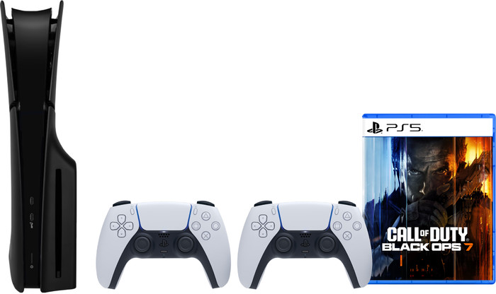 PlayStation 5 Slim Disc Edition + Black Ops 7 + Covers Black + Extra Controller White Main Image