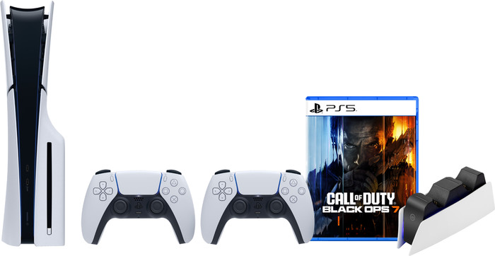 PlayStation 5 Slim Disc Edition + Black Ops 7 + Extra Controller White + Charging Dock Main Image