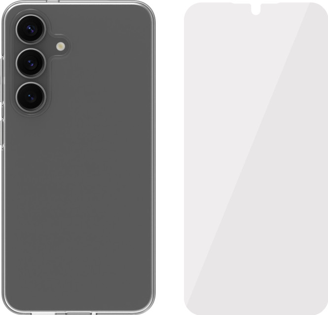 BlueBuilt Samsung Galaxy S25 Back Cover Transparant + Screenprotector Glas Main Image