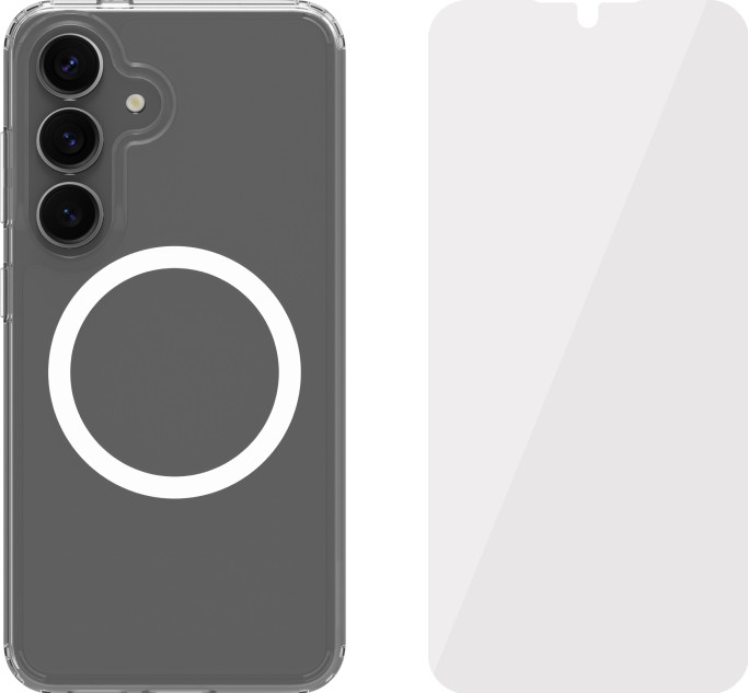 BlueBuilt Protective Back Cover Samsung Galaxy S25 Transparent + Screen Protector Glass Main Image