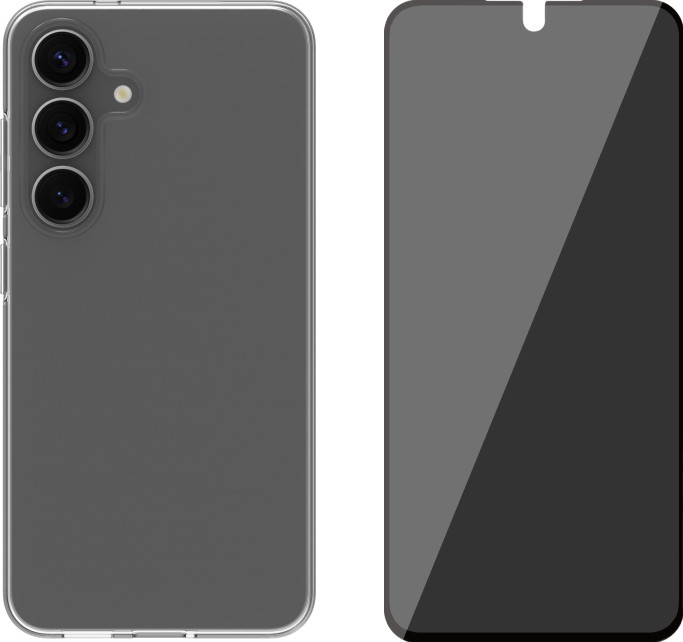 BlueBuilt Samsung Galaxy S25 Back Cover Transparant + Privacy Screenprotector Glas Main Image