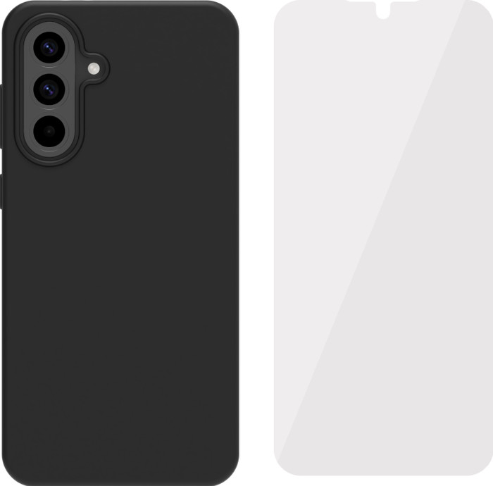 BlueBuilt Samsung Galaxy A56 Back Cover Noir + BlueBuilt Protège-écran Verre Main Image