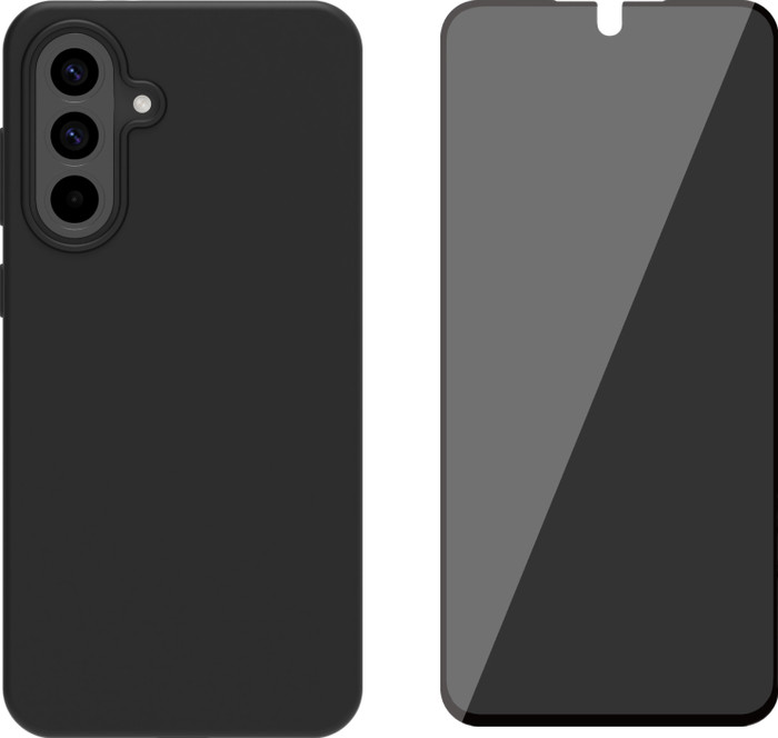 BlueBuilt Protective Back Cover Samsung Galaxy A56 Noir + Protège-écran de Confidentialité Verre Main Image