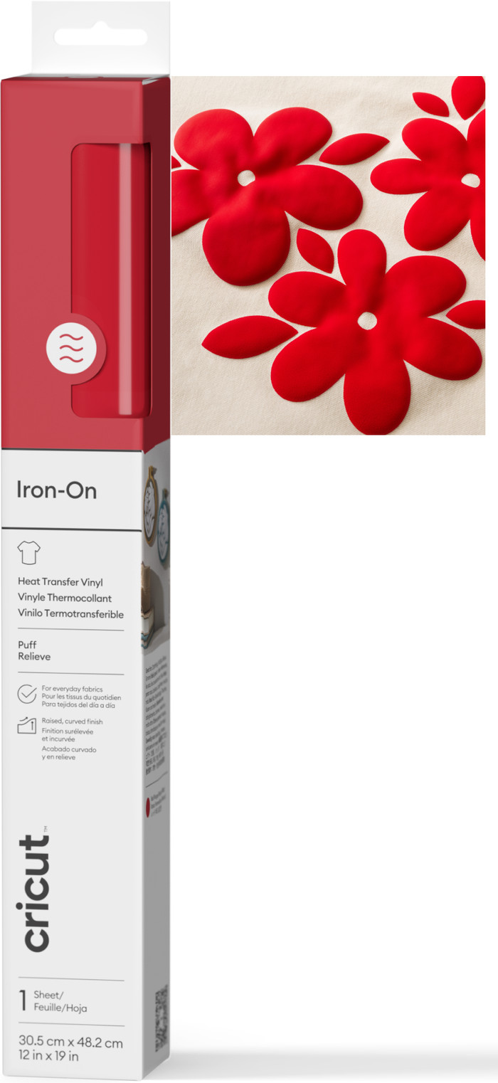 Cricut Puff Iron-On Rood 30,5 x 48,3 cm voorkant