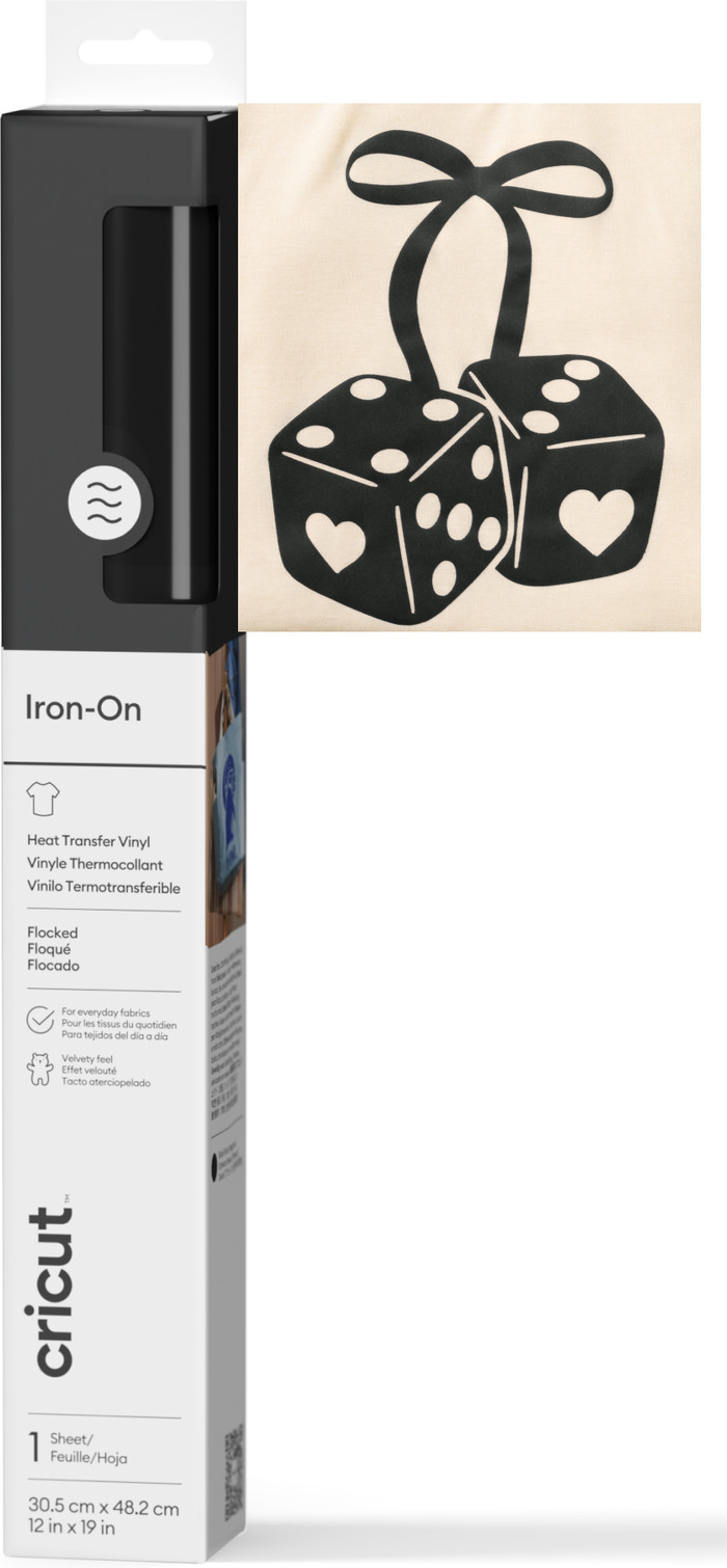 Cricut Flock Iron-On Zwart 30,5 x 48,3 cm voorkant