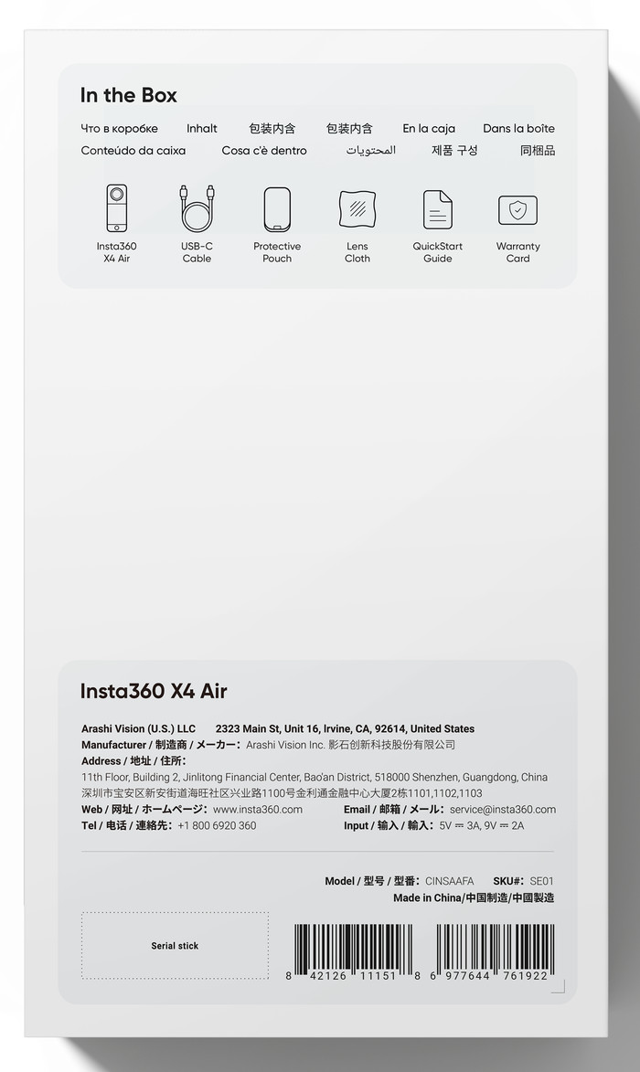 Insta360 X4 Air Starter Bundle Noir emballage