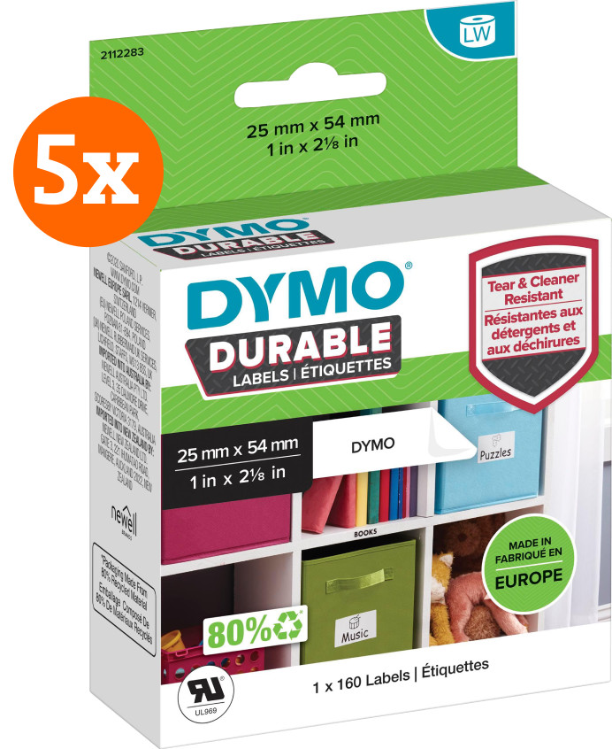 DYMO LabelWriter Étiquette d'Adresse Durable 25 x 54 mm 160 Pièces Lot de 5 Main Image