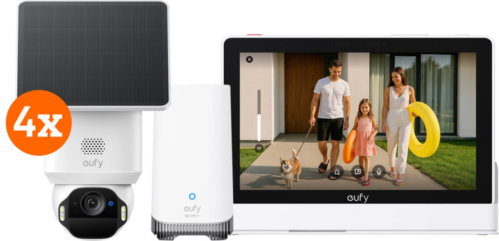 Eufy SoloCam E42 4-Pack + HomeBase 3 + Smart Display E10 Main Image