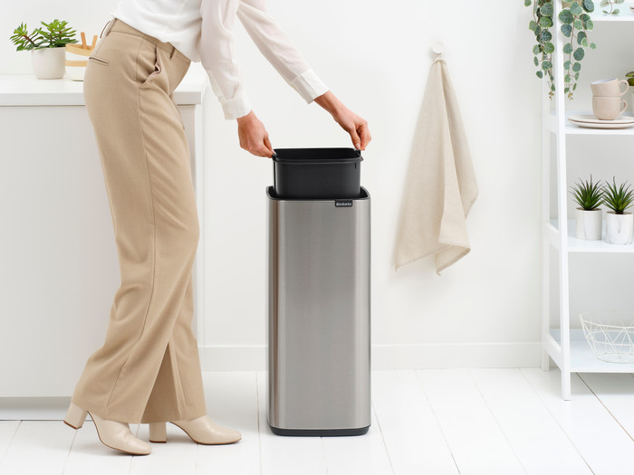 Brabantia Bo Touch Bin 30L Matte Steel Fingerprint Proof product in use